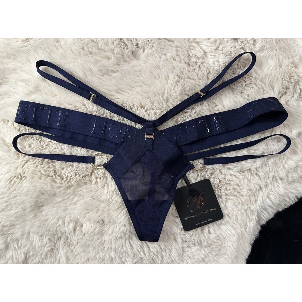 RARE🔥 Honey Birdette ELVIS 💙 Navy Blue Thong Medium